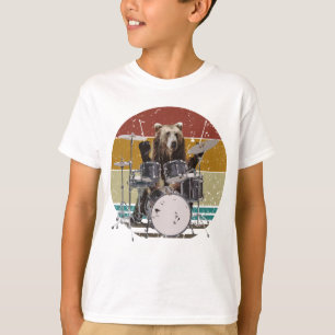 Bear Drummer spelar Drums Boy T-Shirt