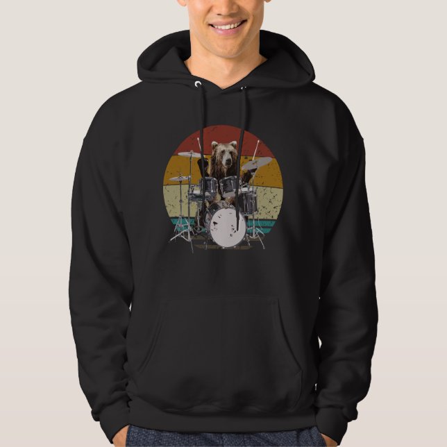 Bear Drummer spelar Drums Manar Hoodie (Framsida)