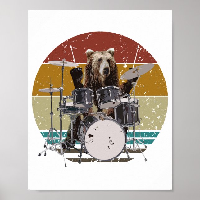 Bear Drummer Spelar Poster (Framsidan)