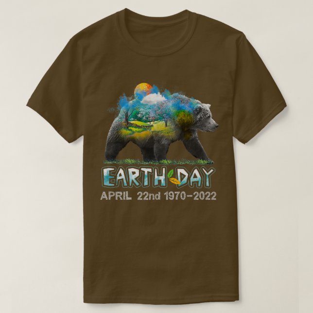 Bear Earth Day 22:a 1970 2022 Natur Protect T Shirt (Design framsida)