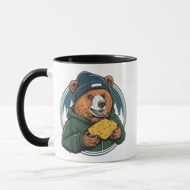 Bear Eating Cheese - Funny Anti Green Bay Wisconsi Mugg (Vänster)