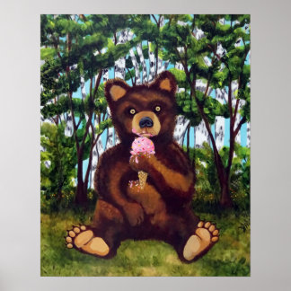 Bear Eating Ice Cream Fine Art Poster