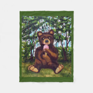 Bear Eating Ice kräm baby fleece filt