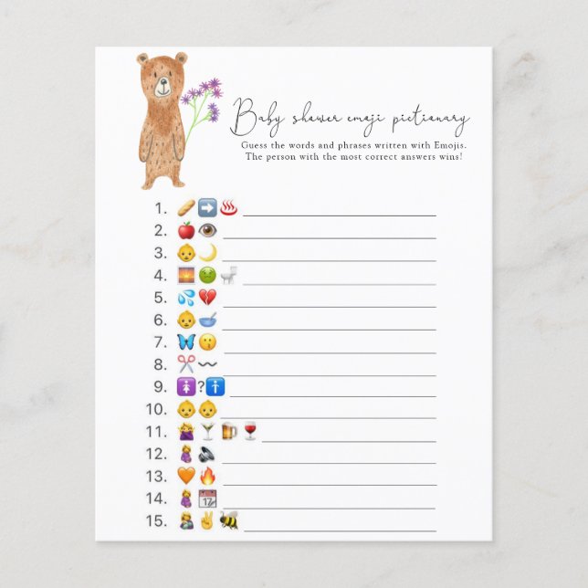 Bear - Emoji bild-babyduschen (Framsida)