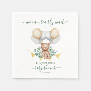 Bear Eucalyptus Botanical Baby Shower Papper Pappersservett