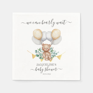 Bear Eucalyptus Botanical Baby Shower Papper Pappersservett
