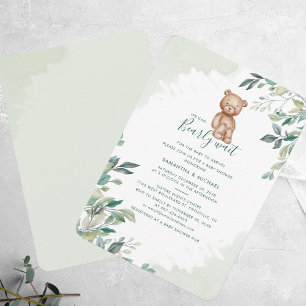 Bear Eucalyptus Foliage Par Baby Shower Inbjudningar