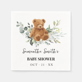 Bear Eucalyptus Greenery Baby Shower Napkins Pappersservett