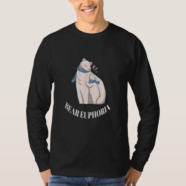Bear Euphoria Cute Polar Bear Family Design Presti T Shirt (Framsida)