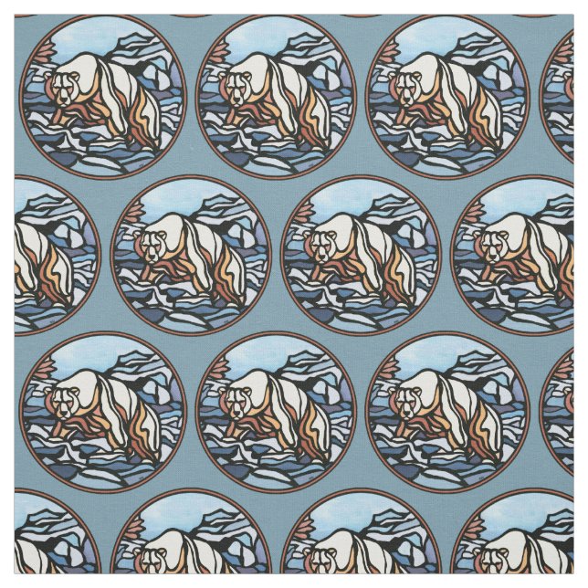 Bear Fabric Native Polar Bear Art Fabric Mönster Tyg (Provkarta)