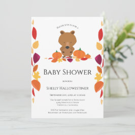 Bear Fall Pumpkin Baby Shower Inbjudningar
