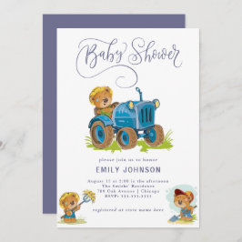 Bear Farm Tractor Baby Shower-inbjudan Inbjudningar