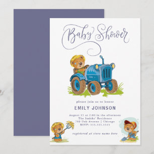 Bear Farm Tractor Baby Shower-inbjudan Inbjudningar