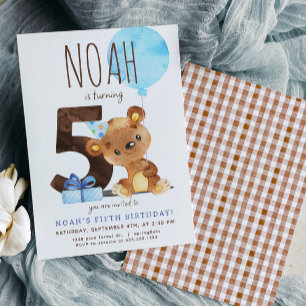 Bear Femte födelsedagsinbjudan Inbjudningar