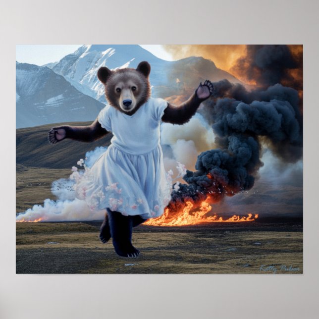 "Bear Fire"-bilder Poster Skriv ut Katty Pulsar (Framsidan)