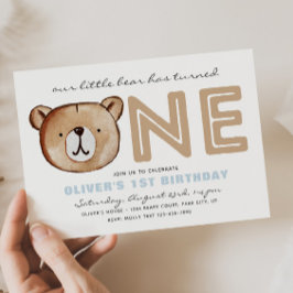 Bear First Birthday-inbjudningar Inbjudningar