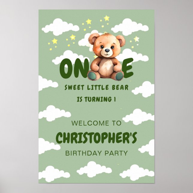 Bear First Birthday Poster (Framsidan)
