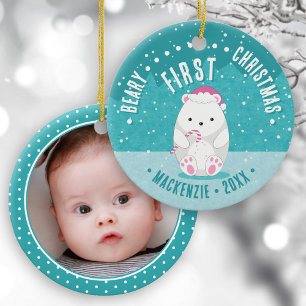 Bear First jul Cute Polar Bear Baby Photo Julgransprydnad Keramik