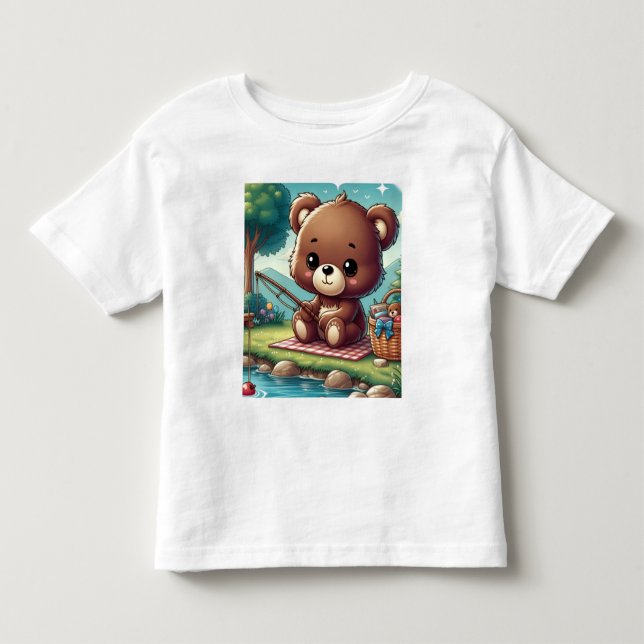 Bear fishing  on the side of a lake  tee shirt  (Framsida)