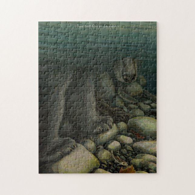 Bear Fishing Puzzle Personlig Salmon Art Puzzle Pussel (Vertikal)