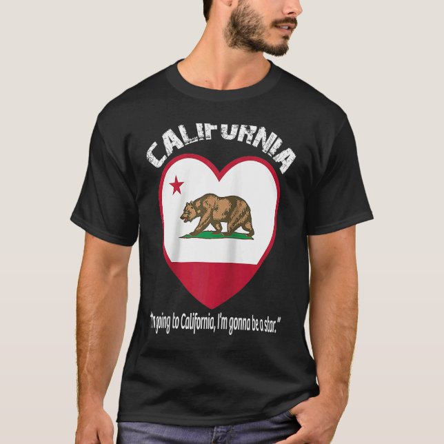 Bear Flag of California Grizzly bear California re T Shirt (Framsida)