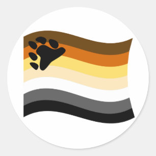 BEAR FLAGGA WAVING RUNT KLISTERMÄRKE