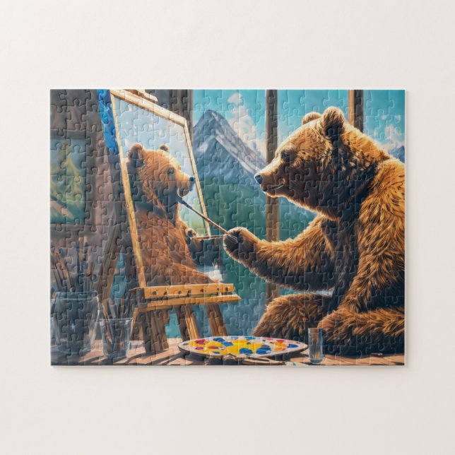 Bear Fläkt Art Fantasy Photo Puzzles Brown Bear Ar Pussel (Horisontell)