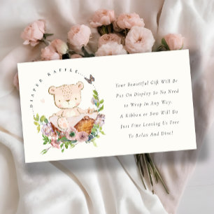 Bear Flower Basket Rosa Visning Shower Baby Shower Tilläggskort