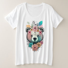 Bear Flower Plus Storlek T-Shirt