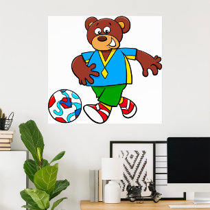 Bear Football Player Poster