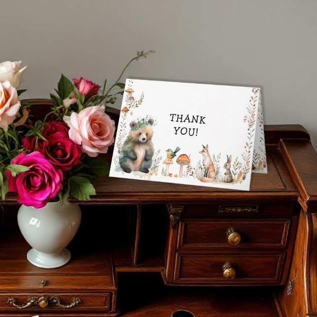 Bear Forest Cute Animals Hjort Woodland Birthday Kort (Skapare uppladdad)