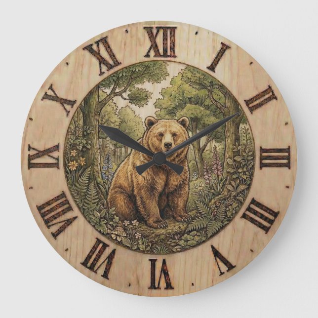 Bear Forest- Wall Clock Stor Klocka (Framsida)
