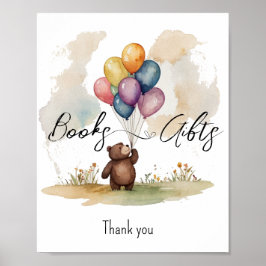 Bear Gender Neutral Baby Shower Bokar och gåvor Poster