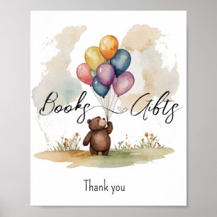 Bear Gender Neutral Baby Shower Bokar och gåvor Poster