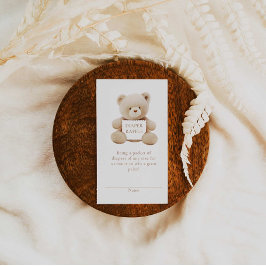 Bear Gender Neutral Diaper Raffle Biljett Tilläggskort