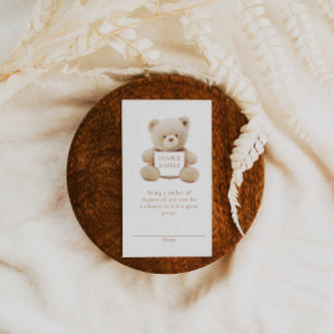 Bear Gender Neutral Diaper Raffle Biljett Tilläggskort