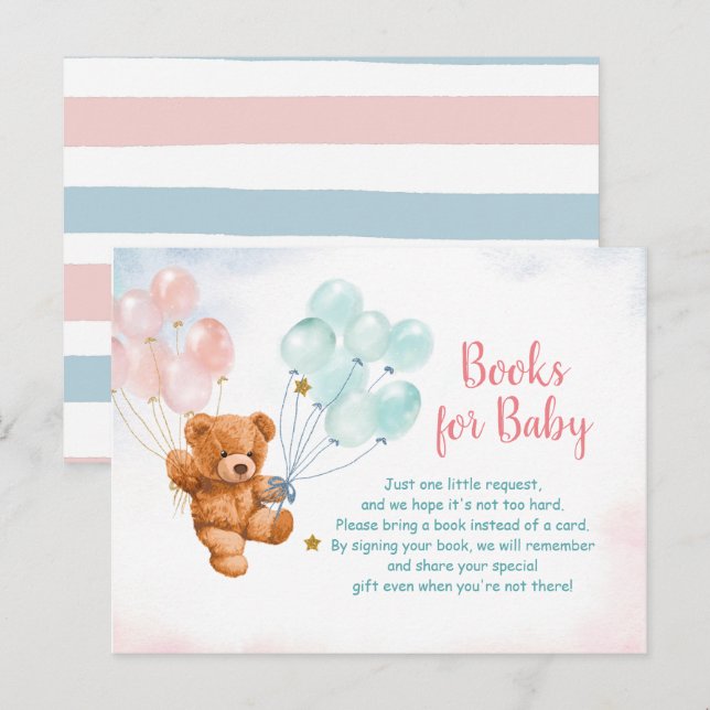 Bear Gender Reveal Animals Bokar for baby Invati Inbjudan Vykort (Fram/baksida)