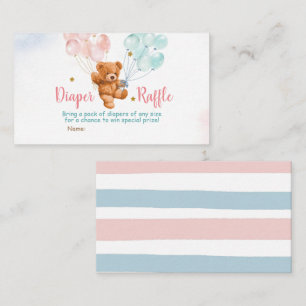Bear Gender Reveal Diaper Raffle Balloon Tilläggskort