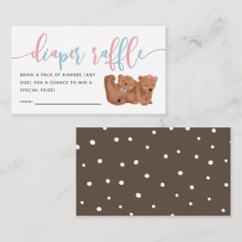 Bear Gender Reveal Diaper Raffle Biljett Tilläggskort