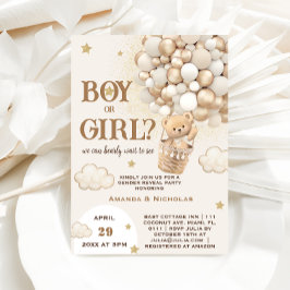 Bear Gender Reveal Neutralt Guld Inbjudningar