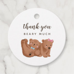 Bear Gender Reveal Party Tack Beary Mycket Gåvor Etiketter