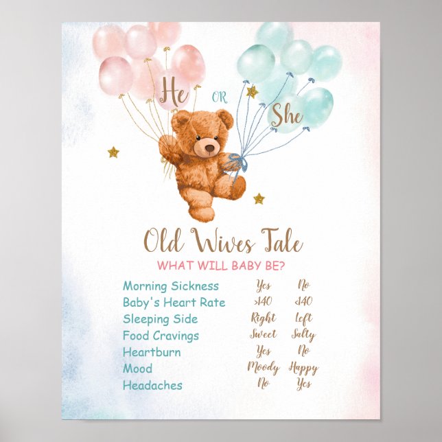 Bear Gender Reveal Poster av gamla makor (Framsidan)
