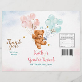 Bear Gender Reveal Rosa Blue Chip Bag Wrapper Reklamblad