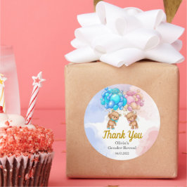 Bear Gender Reveal Rosa och Blue Tack Sticker Runt Klistermärke