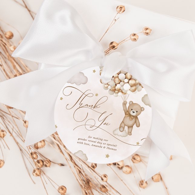 Bear Gender Reveal Tack Gåvor Etiketter (Skapare uppladdad)