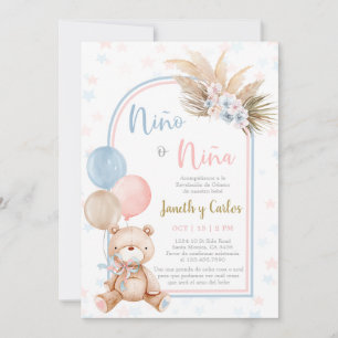 Bear Gender Visa inbjudan till spansk babyvisnings