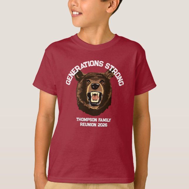 Bear “Generations Strong” Custom Family Reunion T Shirt (Framsida)
