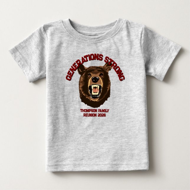 Bear “Generations Strong” Custom Family Reunion T Shirt (Framsida)