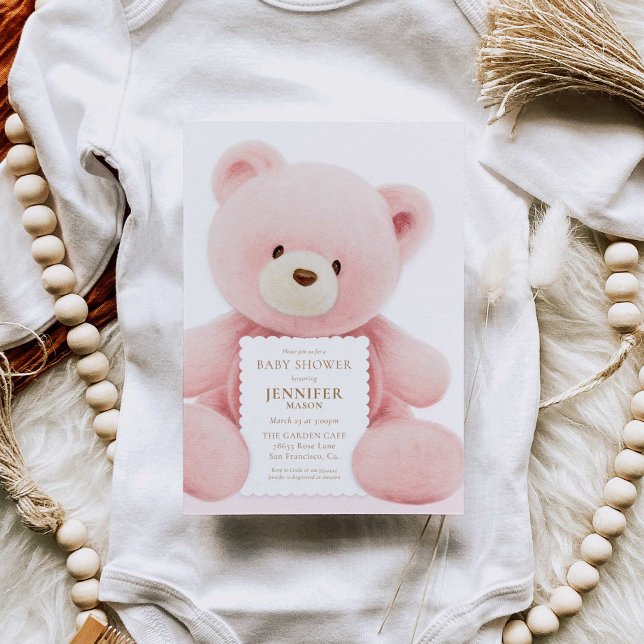 Bear Girl Baby Shower-inbjudan Inbjudningar (Skapare uppladdad)