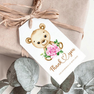 Bear Girl-babydusch tack Presentetikett
